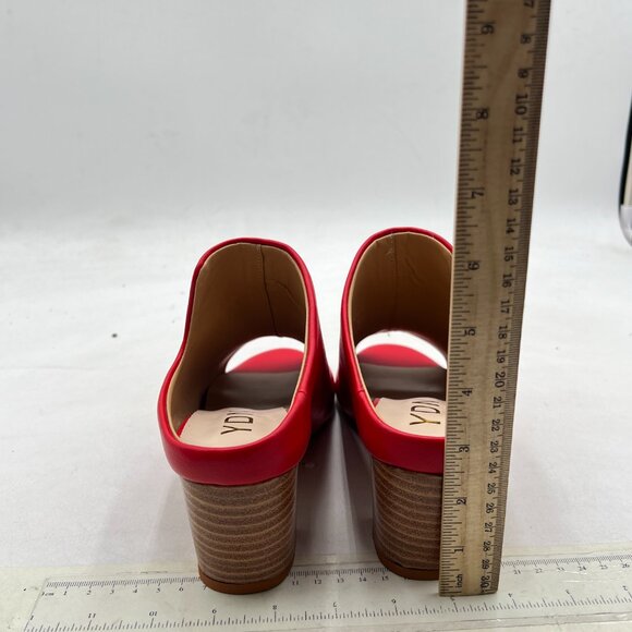 YDN Red Open Toe Mules Slip On Block Heeled Slide Sandals Prom Daily Dressy Shoe - Picture 4 of 7